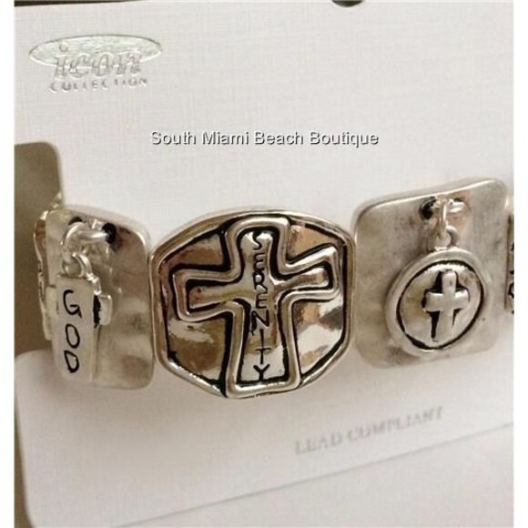 Serenity Prayer Bracelet Silver Plated Message AA Al-Anon NA Adjustable Stretch - Picture 10 of 12